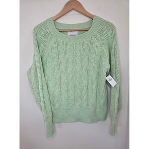 Old Navy Womens Mint Green Chevron Pointelle Knit Raglan‎ Sweater Small NWT
